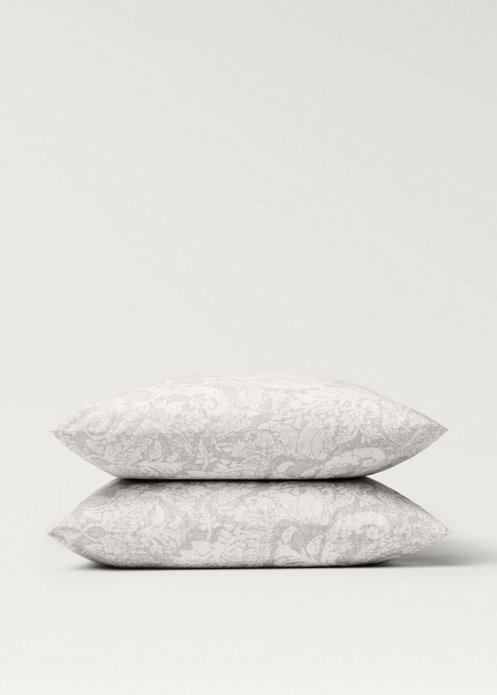 Paisley-print cotton pillowcase 60x60 cm - Light/Pastel Grey