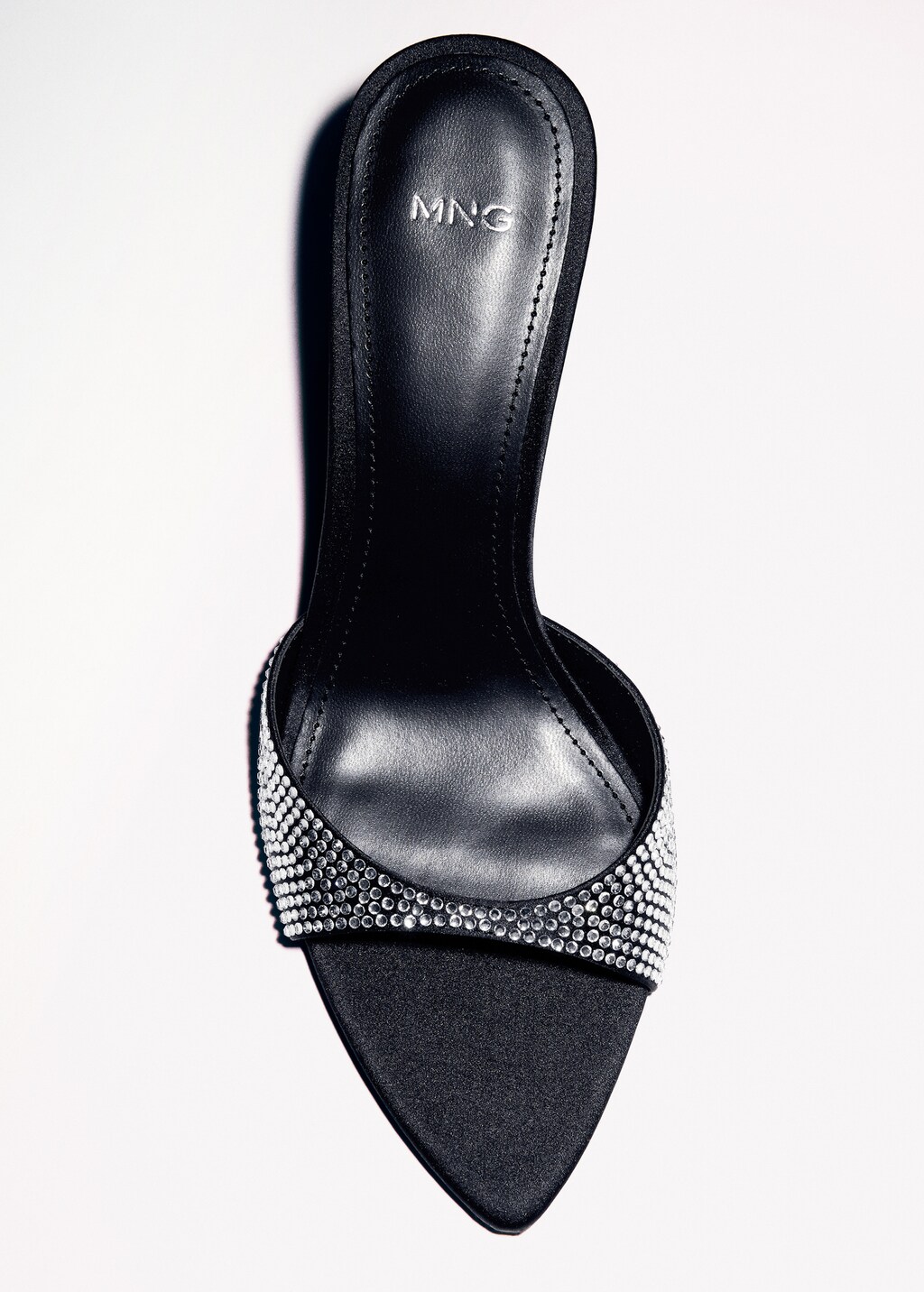 Rhinestone heeled slingback sandal - Black