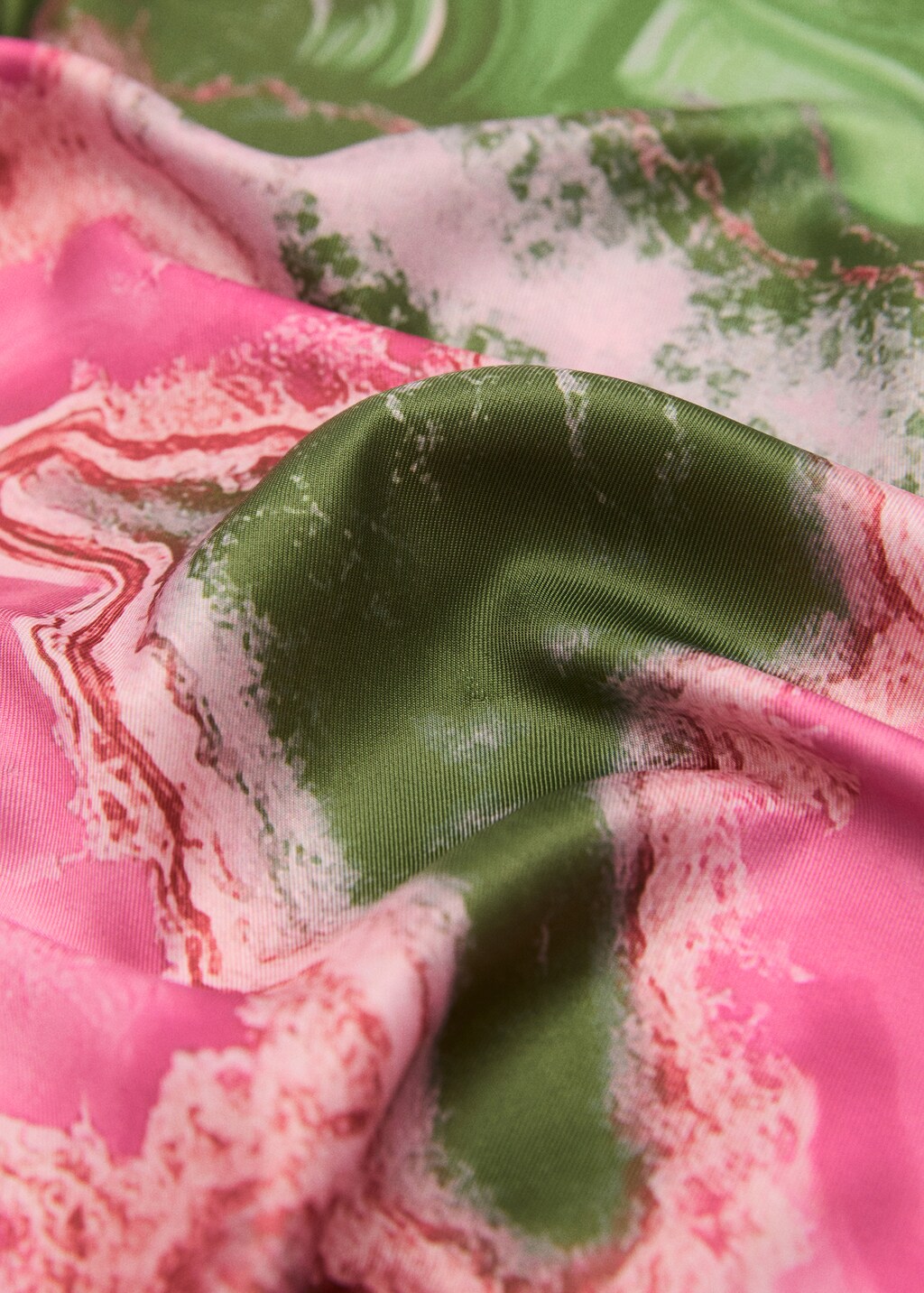 Abstract-print satin scarf - Pink