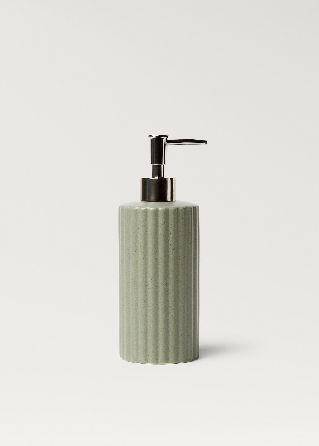 Striped stoneware soap dispenser - Grey