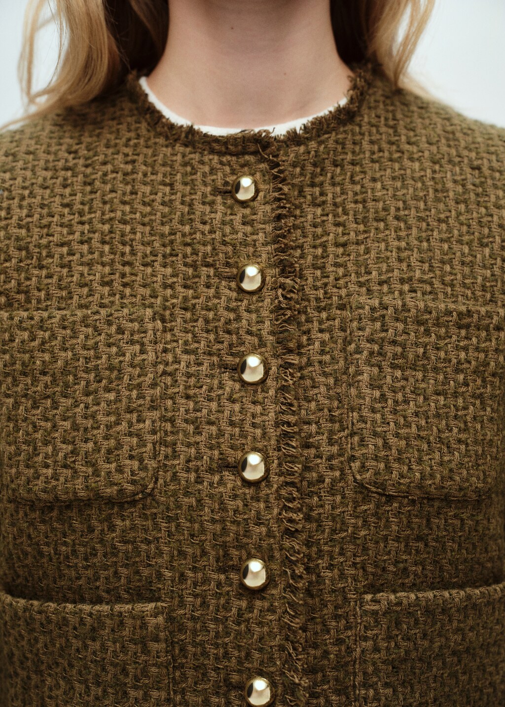Tweed jacket with jewel buttons - Ecru