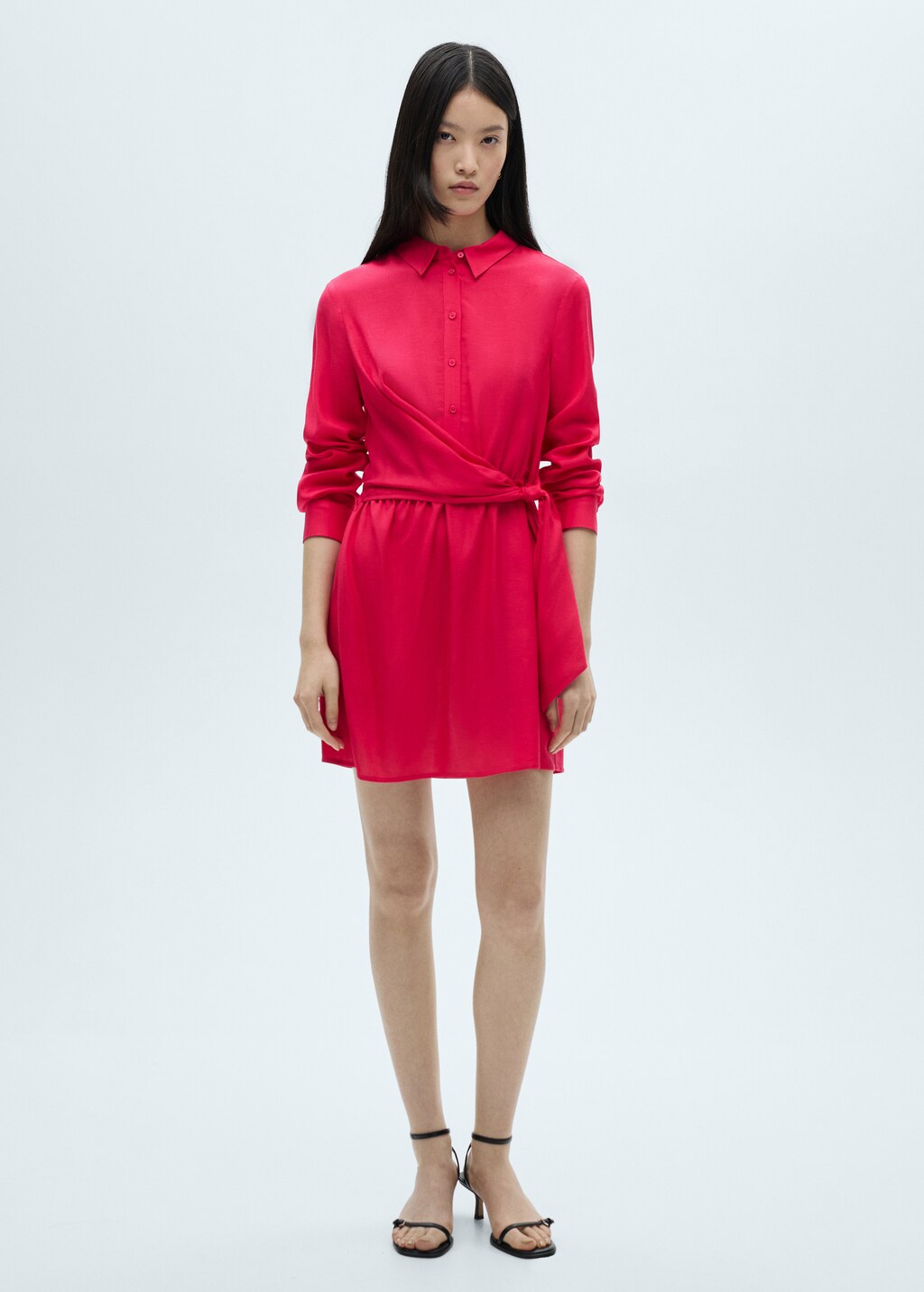 Knot detail shirt dress - Red