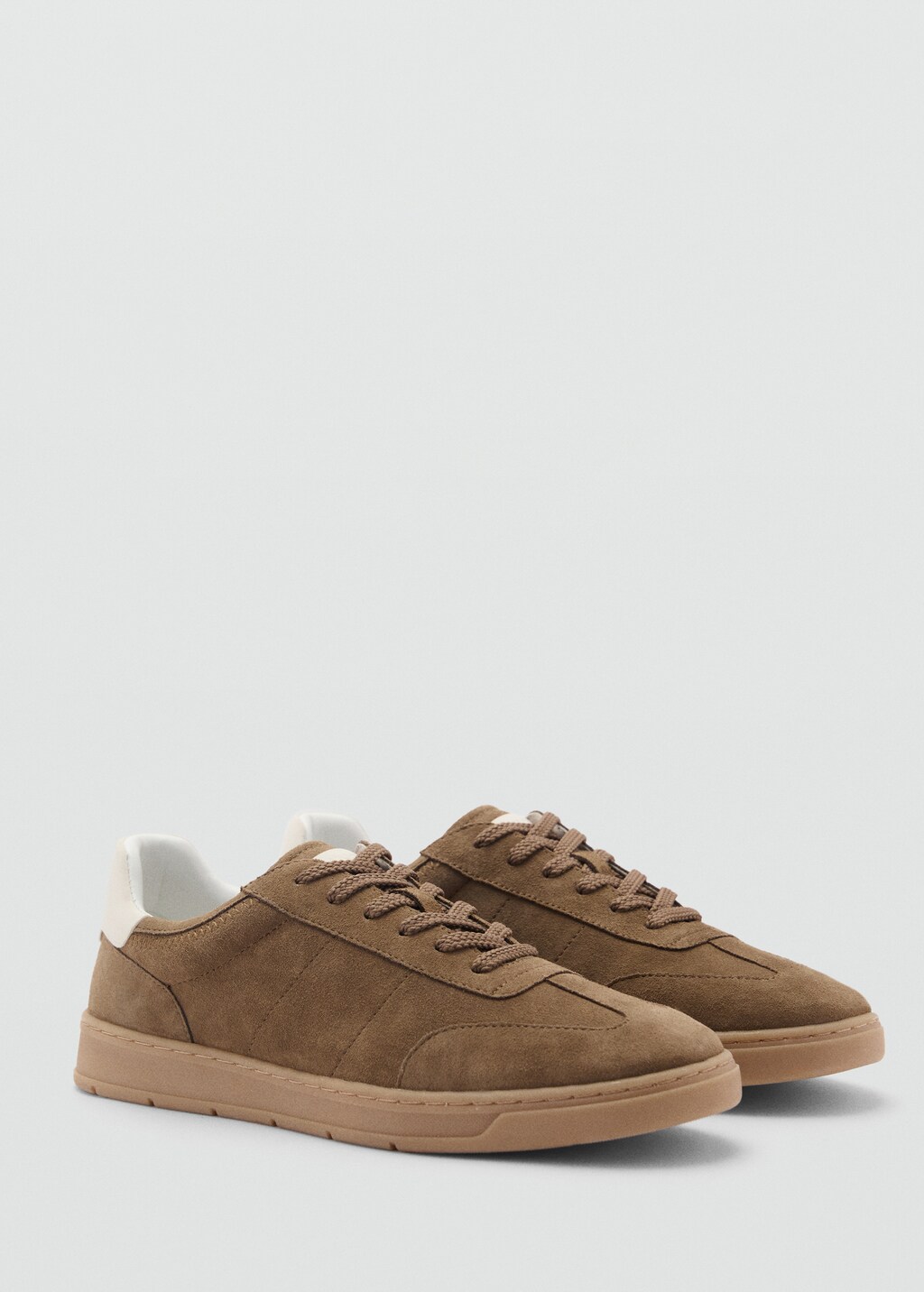 Contrasting panel leather sneakers - White