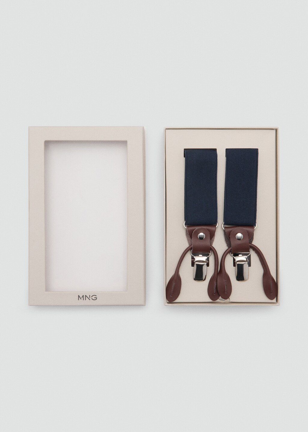 Adjustable elastic straps with leather details - Dark Navy