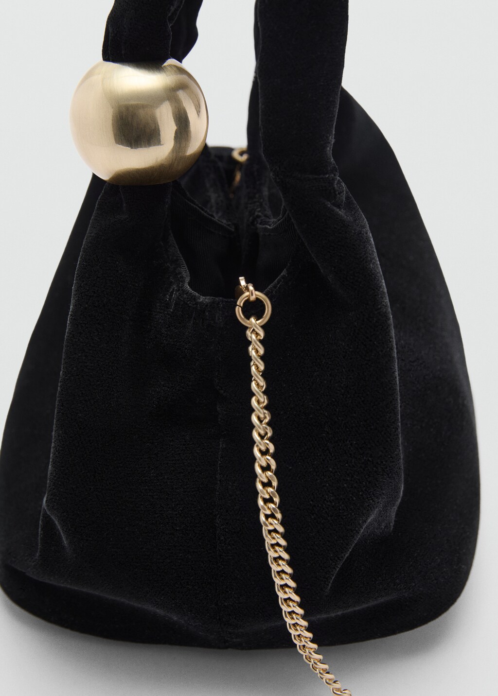 Velvet bag with ball detail - Black
