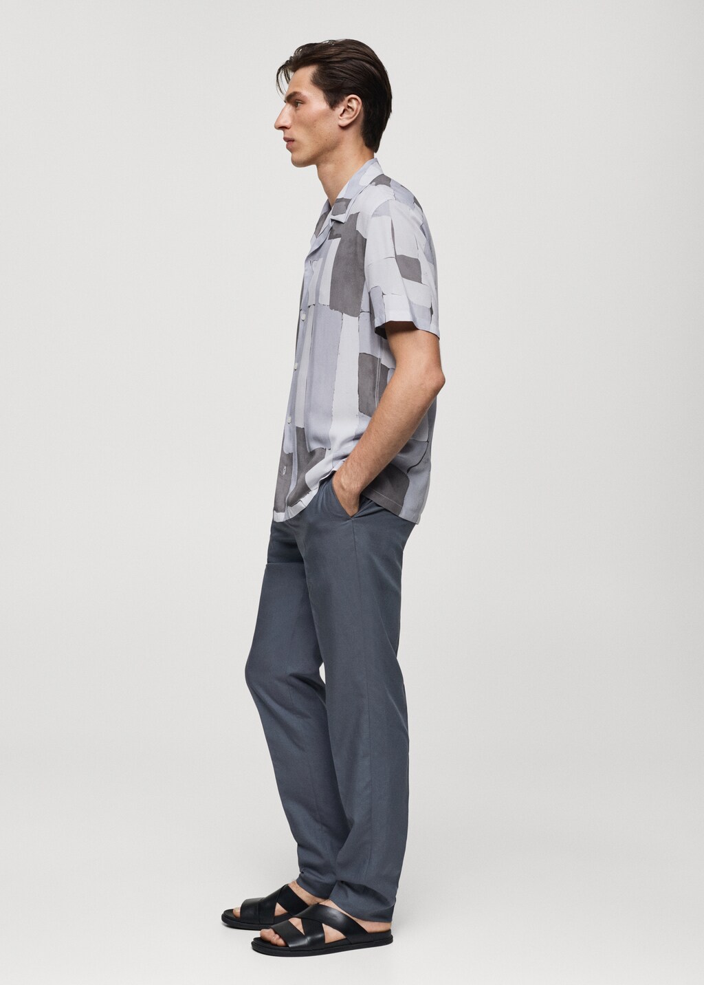 Printed fluid regular-fit shirt - Light/Pastel Grey