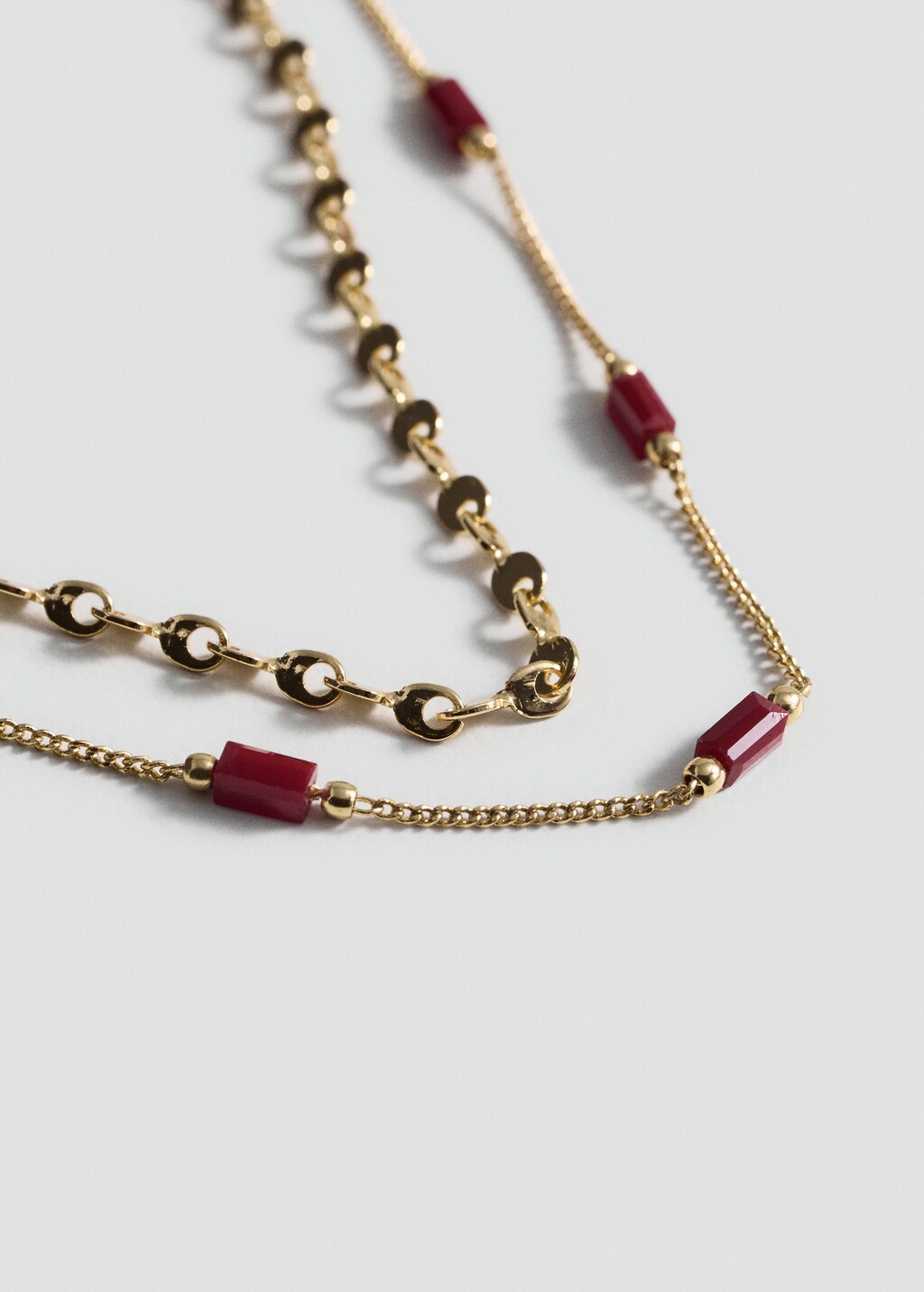 Double-chain crystal necklace - Gold