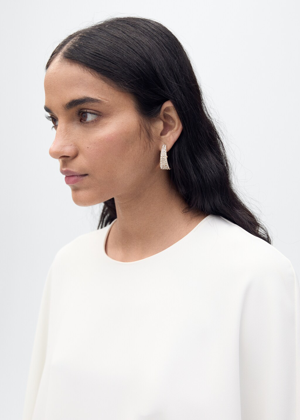 Asymmetrical round-neck cape - White