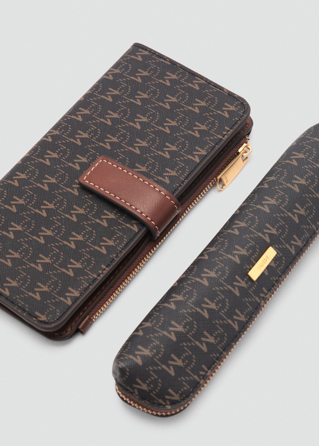 Wallet with printed logo - Brown