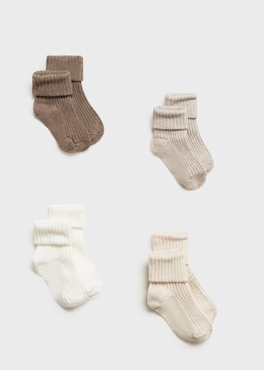 4 pack ribbed socks - Sand