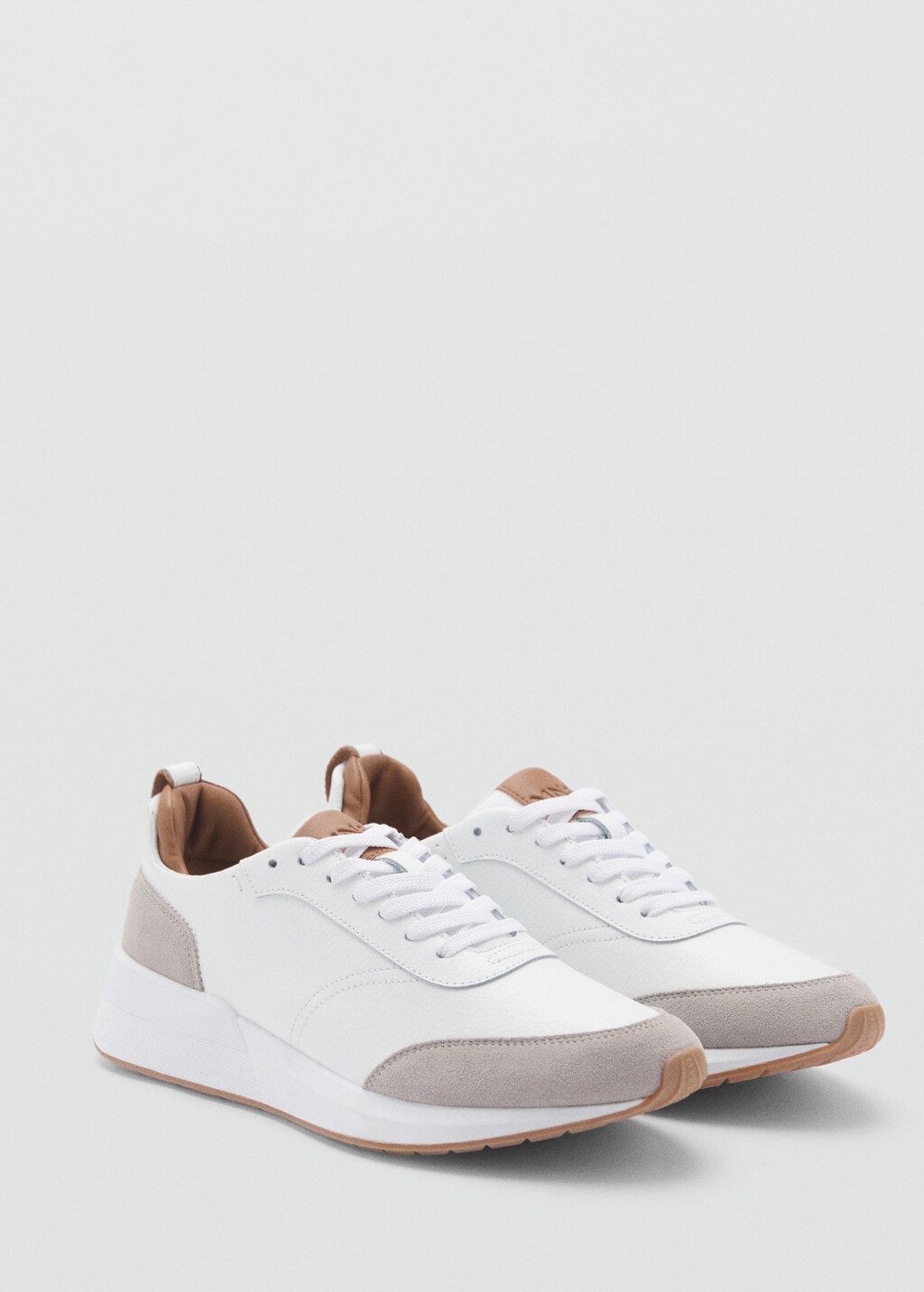 Leather mixed sneakers - White