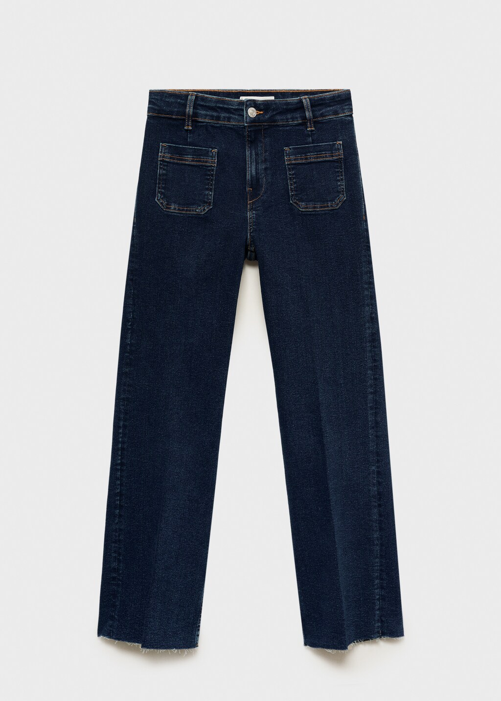 Flared cropped jeans with pockets - Black denim