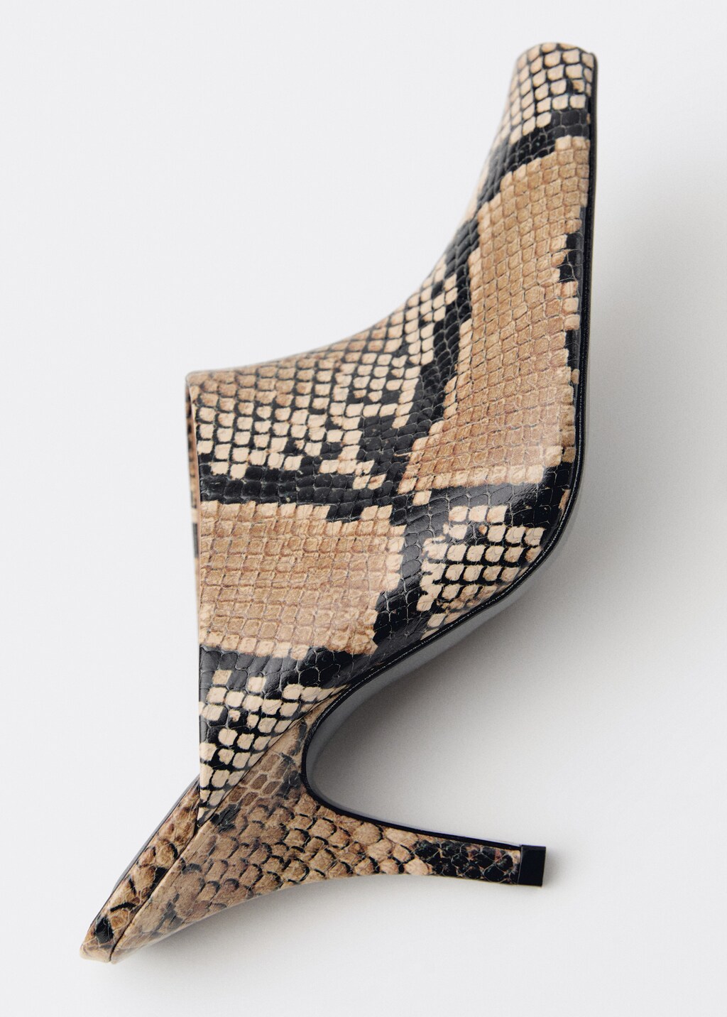 Animal-print open-back leather heeled shoes - Beige