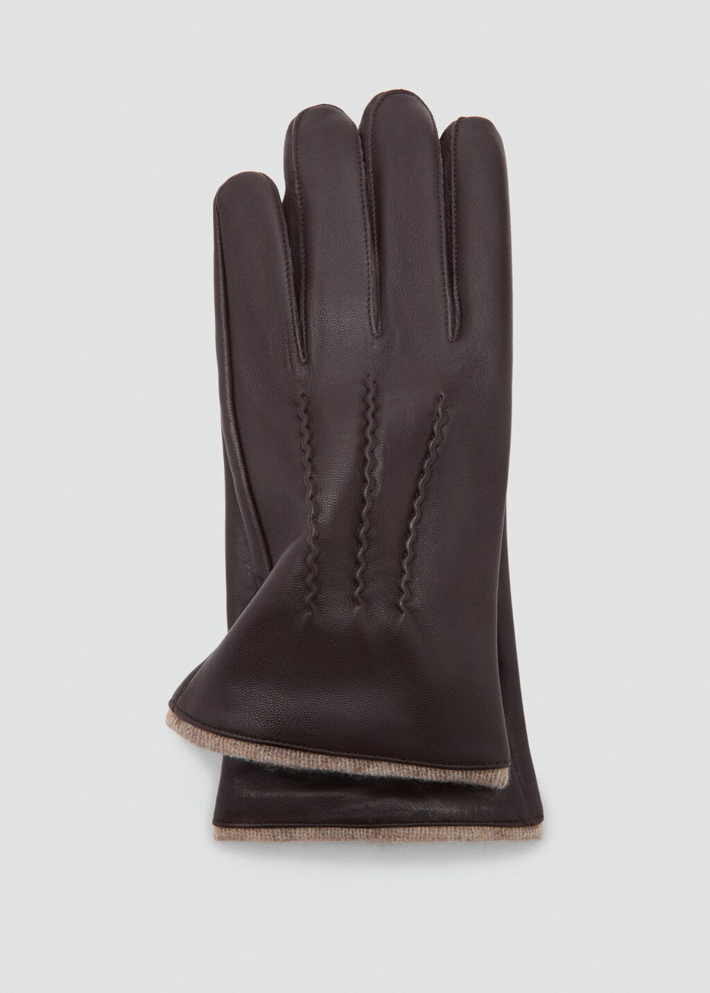 100% leather gloves with stitching detail - Brown