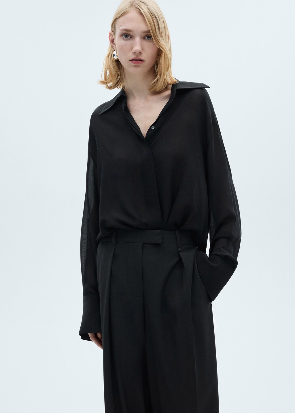 Straight-fit pleated trousers - Charcoal