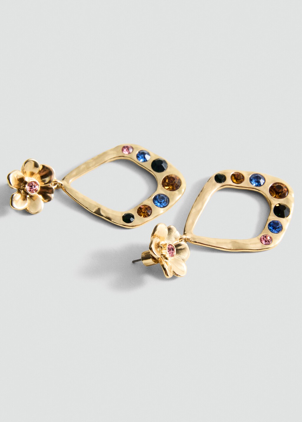 Geometric earrings with crystals detail - Gold