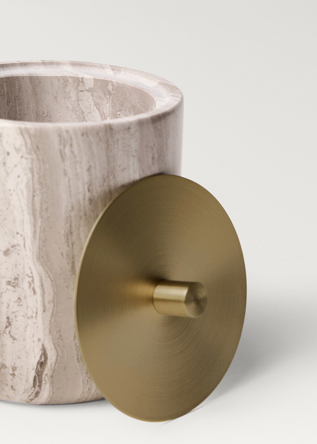 Marble bathroom jar with metal lid - Light/Pastel Grey