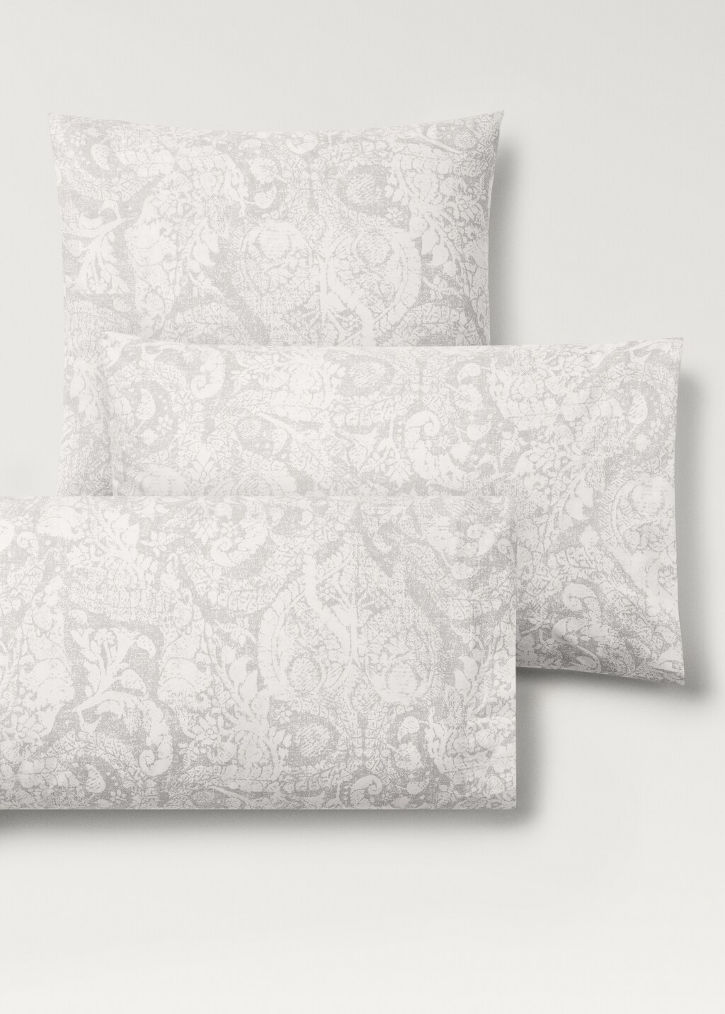 Paisley-print cotton pillowcase 45x110 cm - Light/Pastel Grey