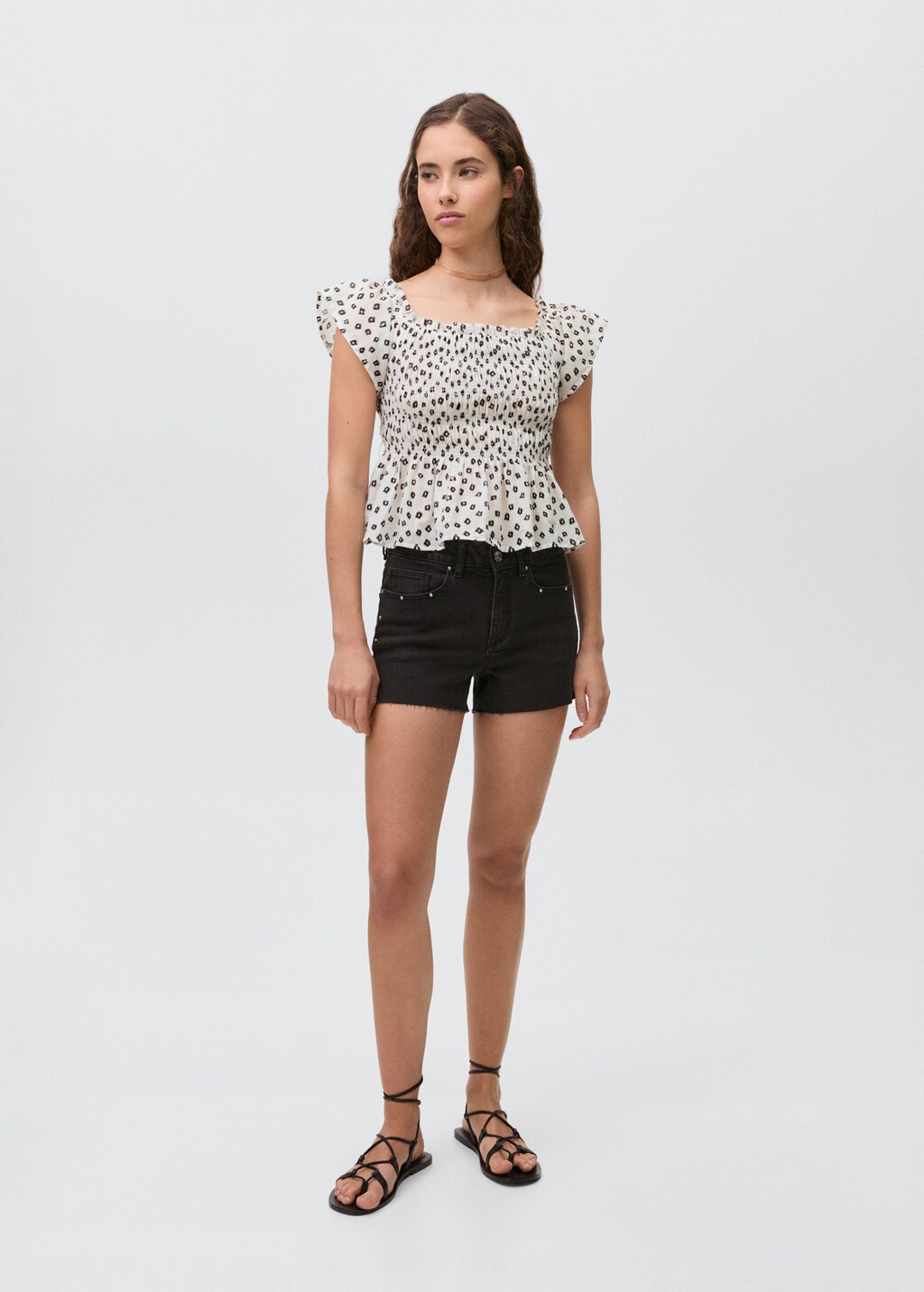 Ruffles printed blouse - Off White