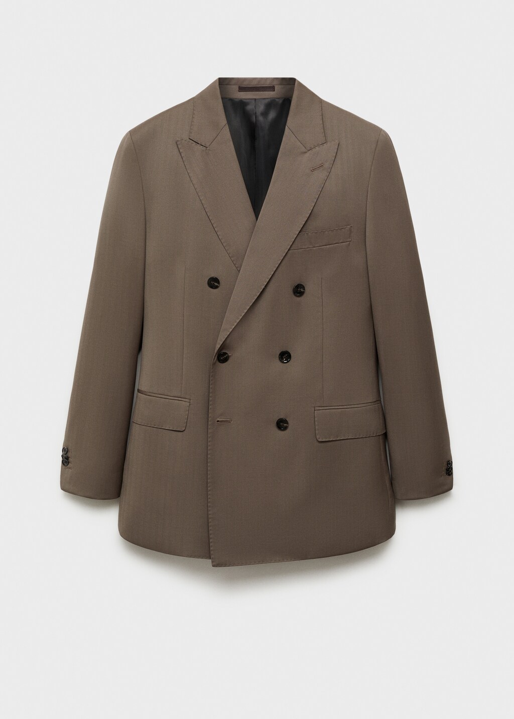 100% wool double-breasted herringbone suit jacket - Medium Brown