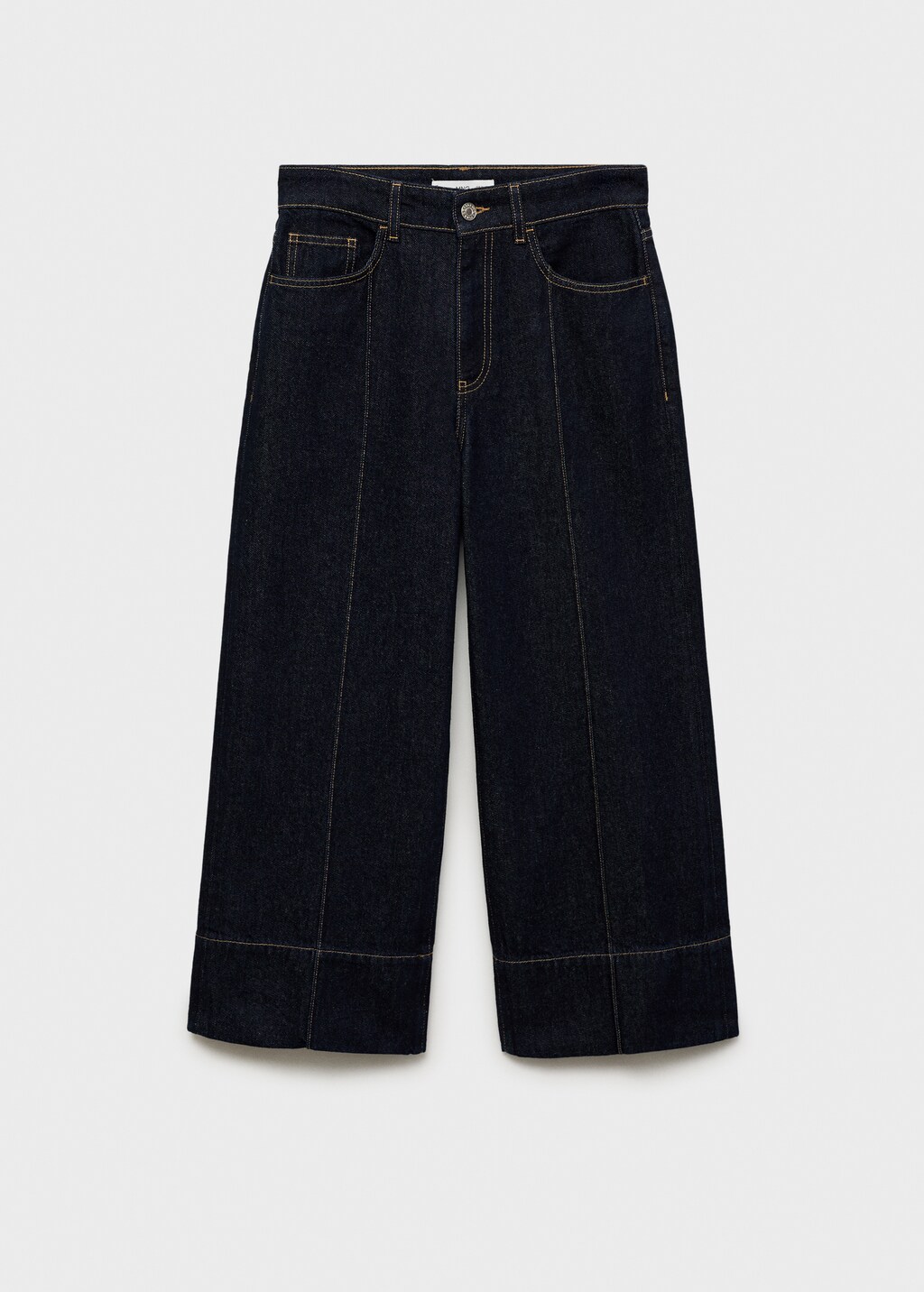 Wideleg cropped jeans with seam detail - Open Blue