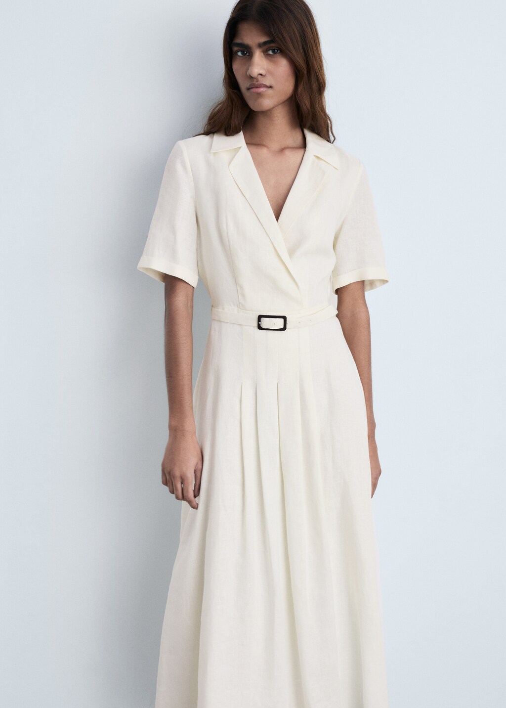 Belt linen dress - Green