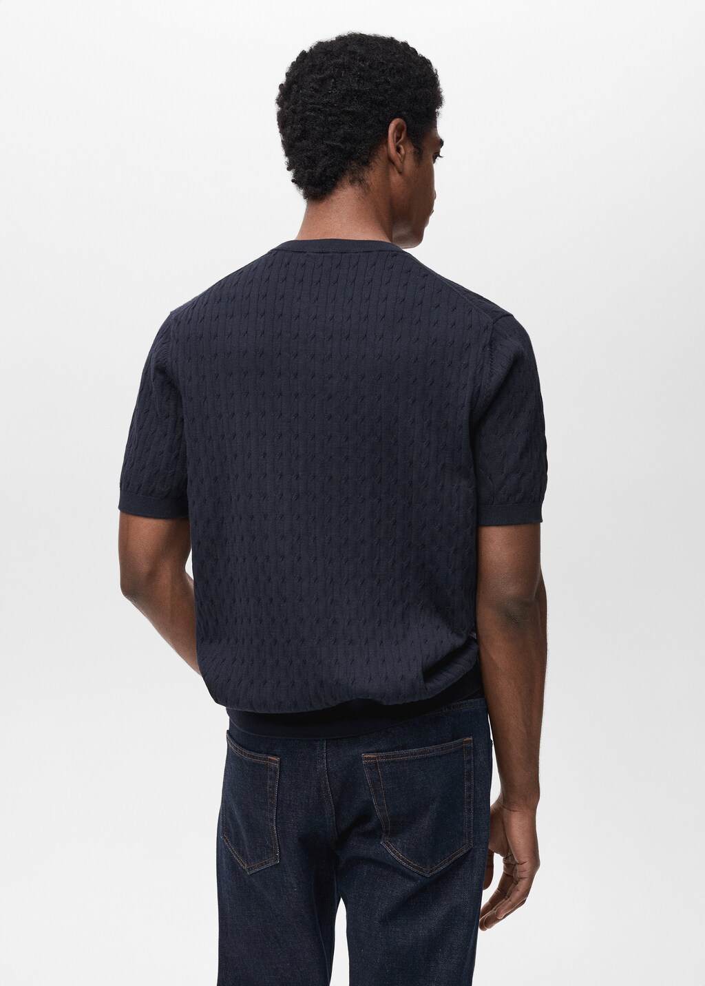 Braided fine-knit t-shirt - Ice Grey