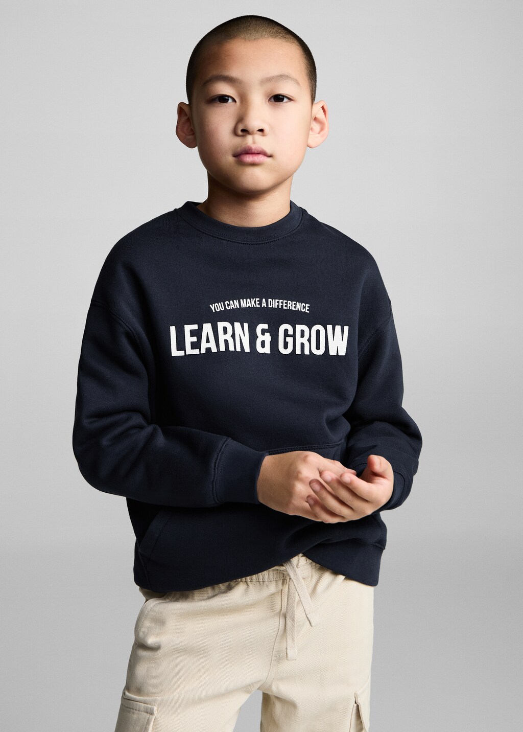 Sweatshirt with printed lettering - Dark Navy