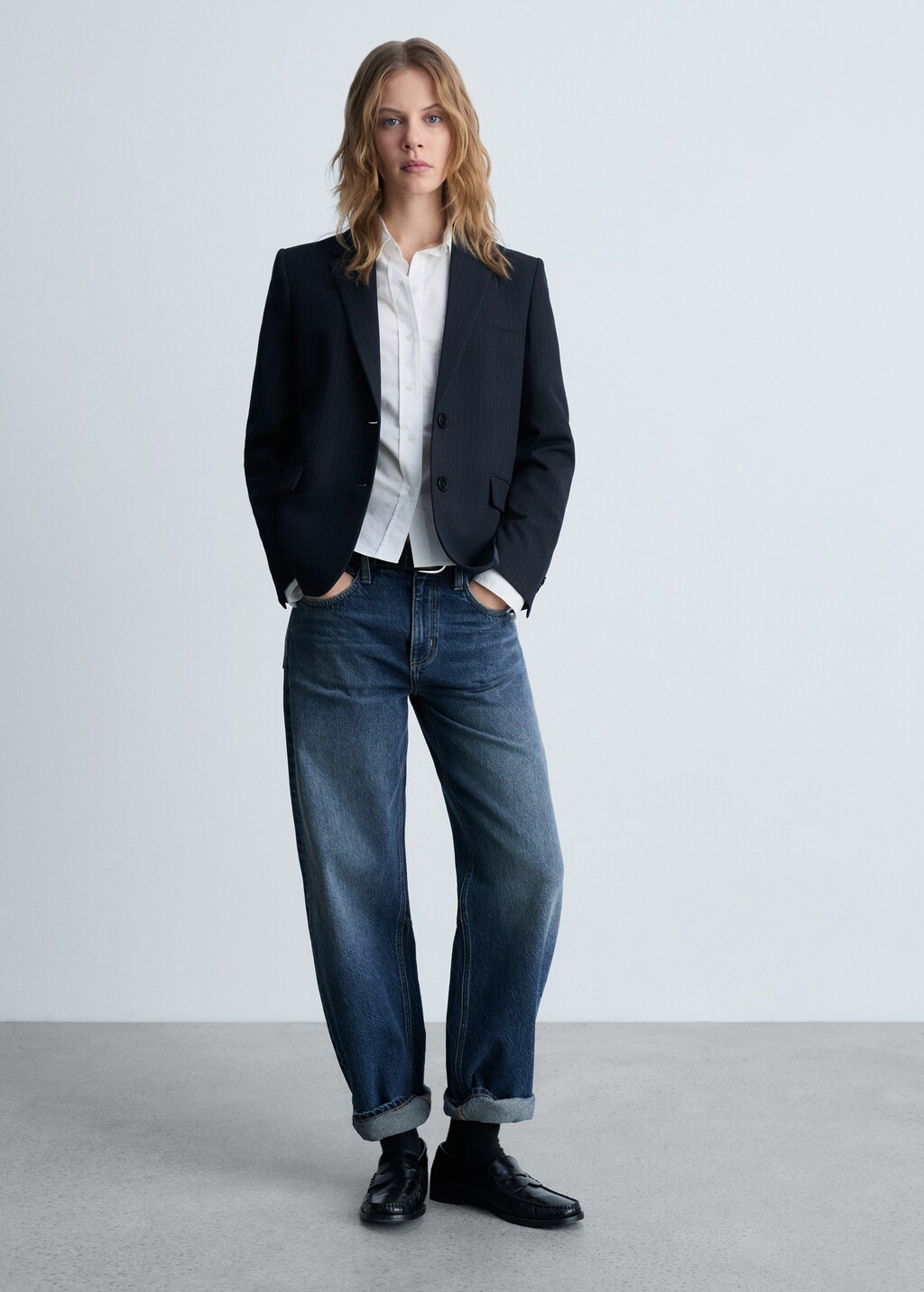 Pinstripe suit blazer - Dark Navy