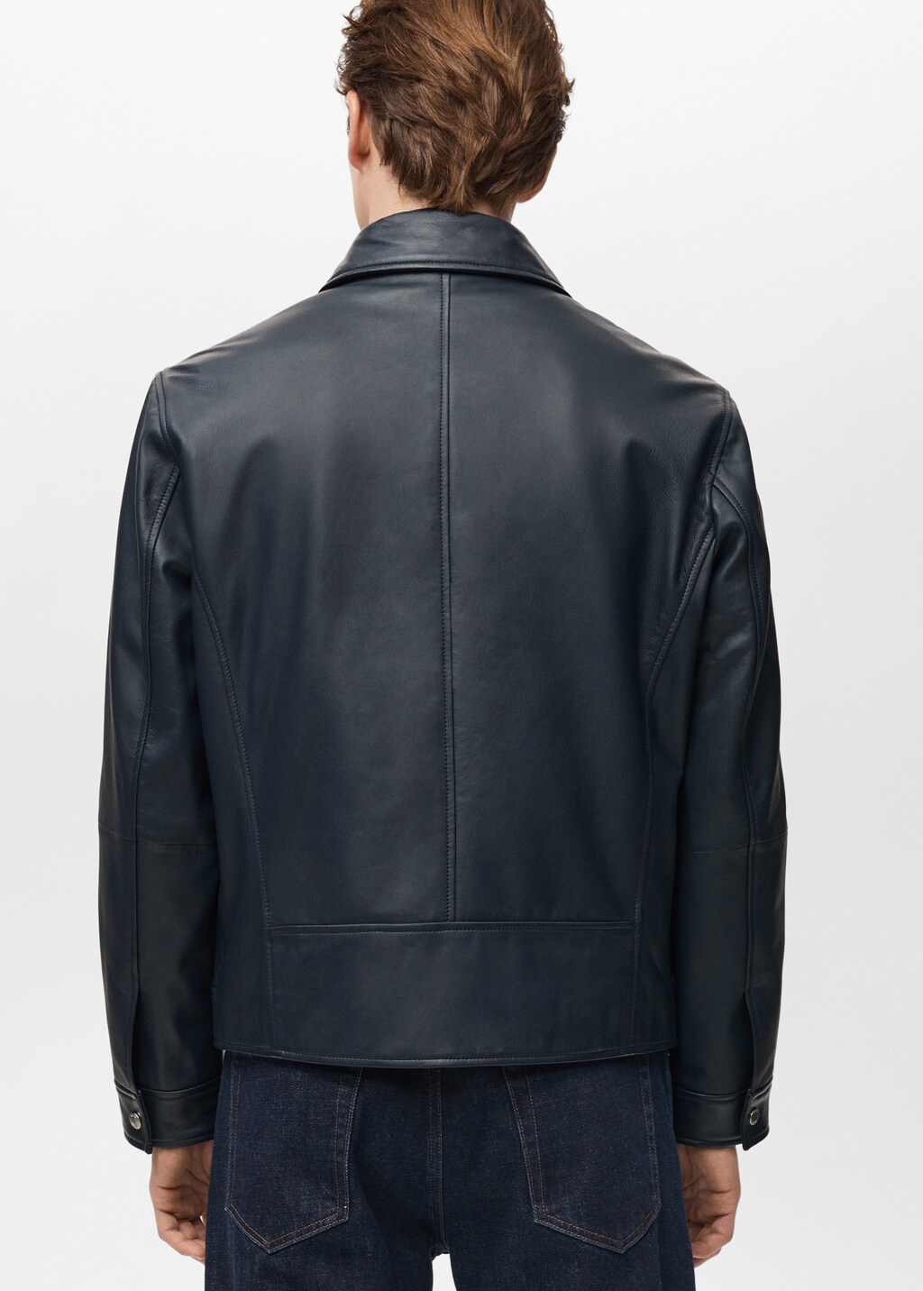 Nappa leather jacket with pockets - Night Blue