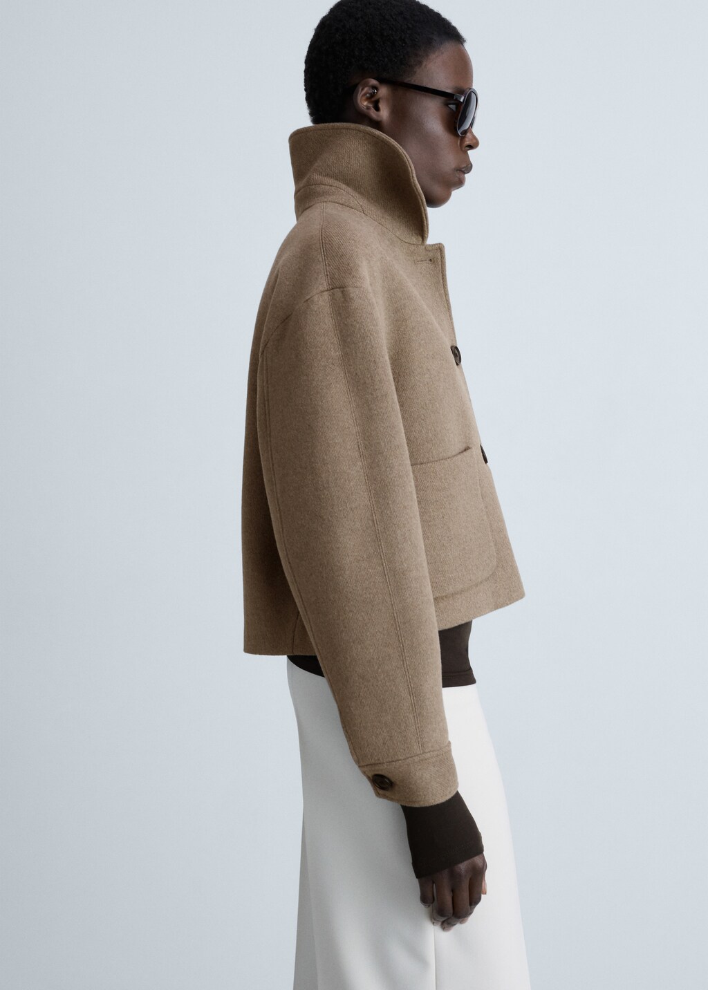 Wool jacket with pockets - Brown