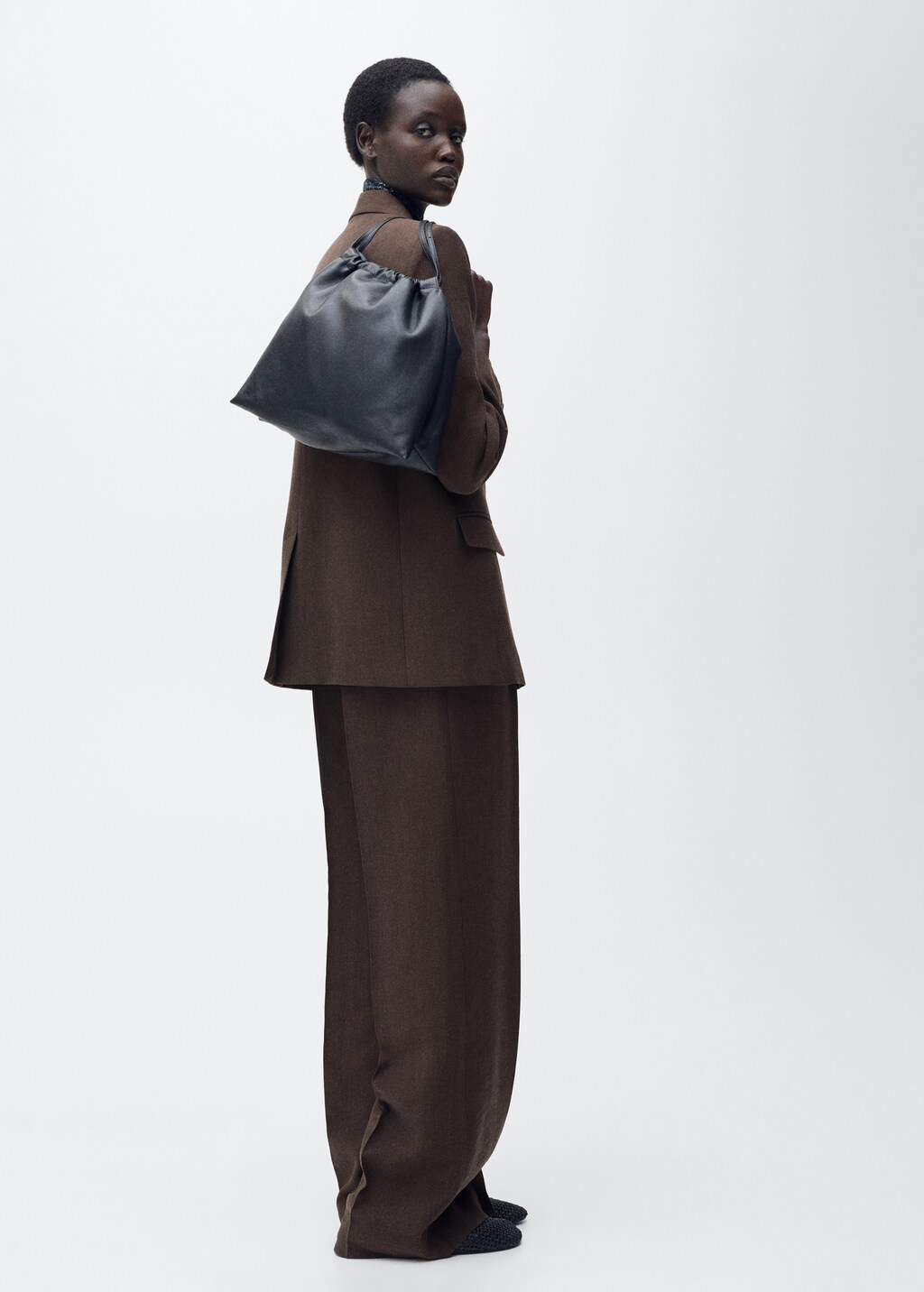 Straight-fit lyocell suit jacket - Brown