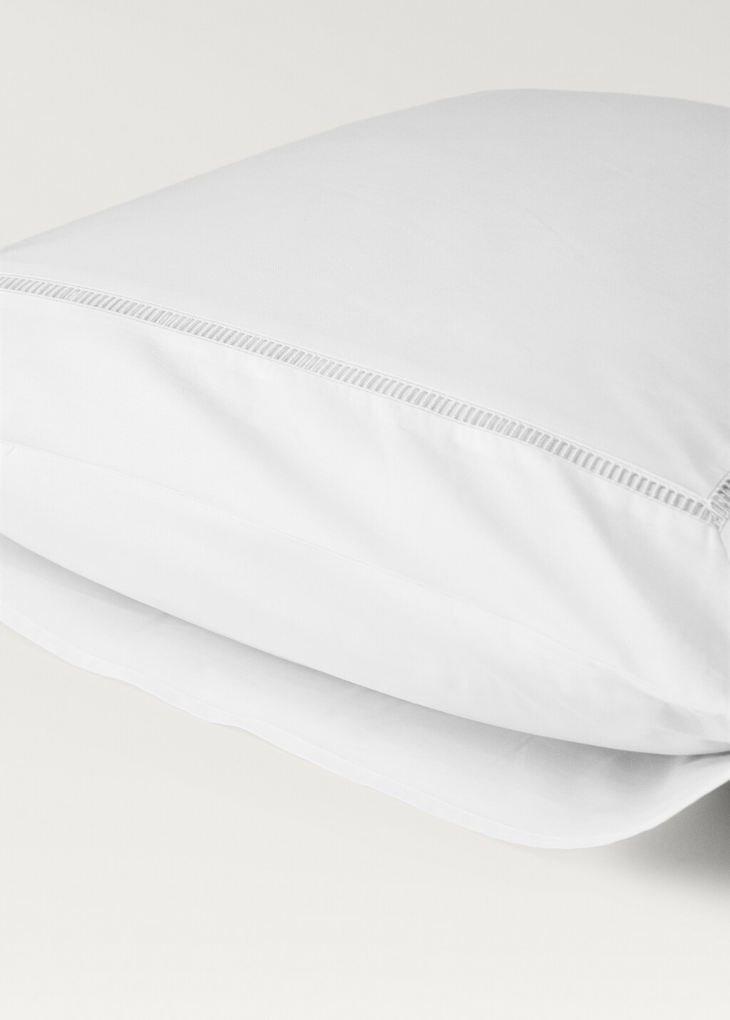 Cotton percale pillowcase with hemstitch 60x60 cm - White