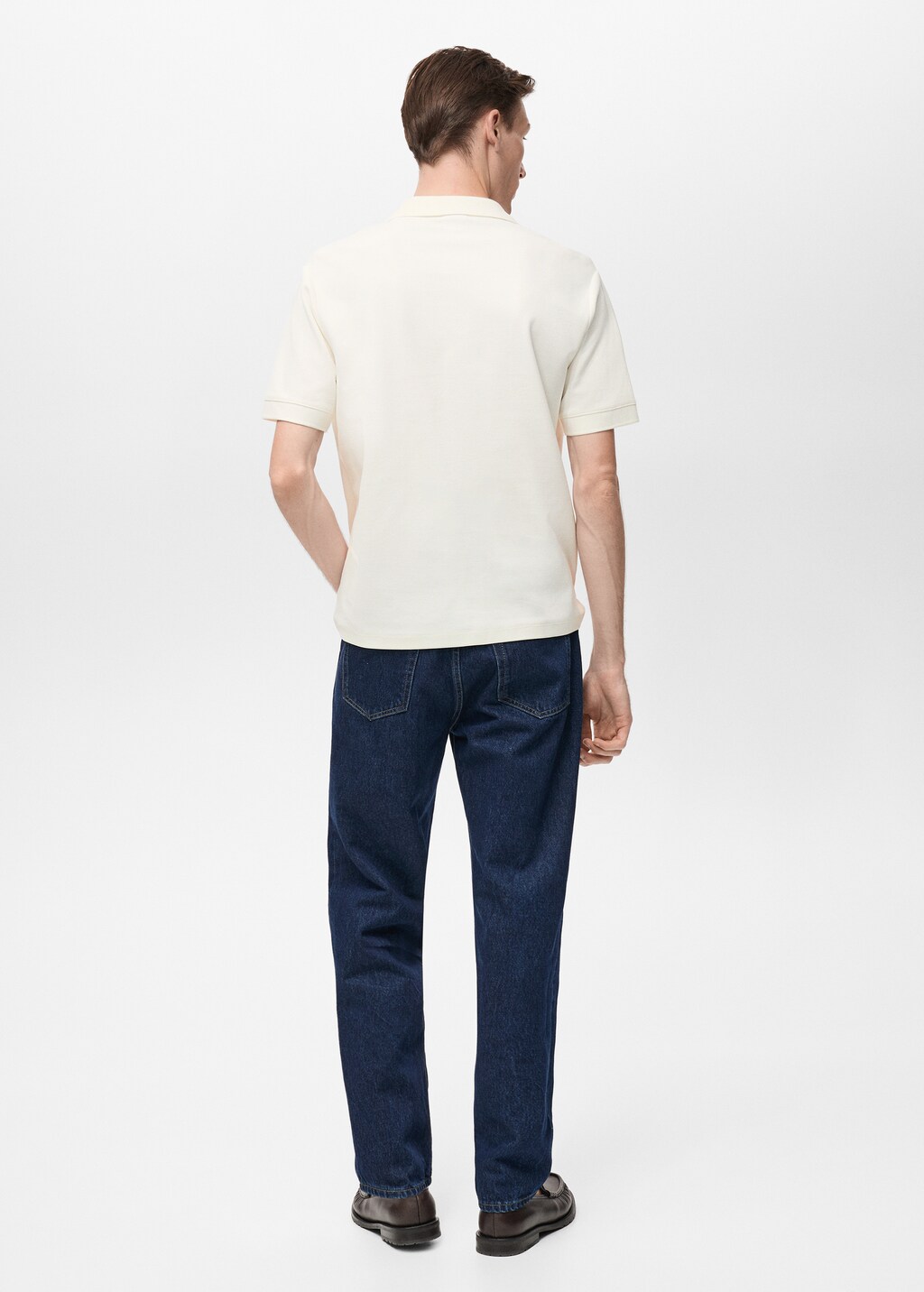 Structured knitted polo shirt - White