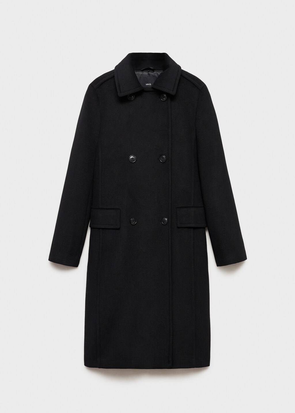 Double-breasted wool blend coat - Black