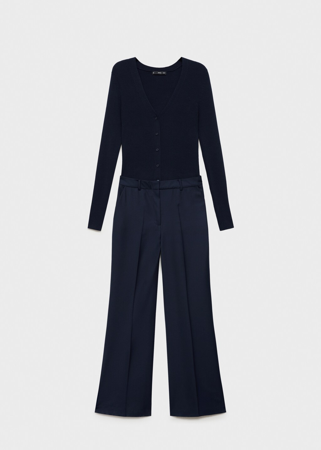 Contrast-bodice long jumpsuit - Dark Navy