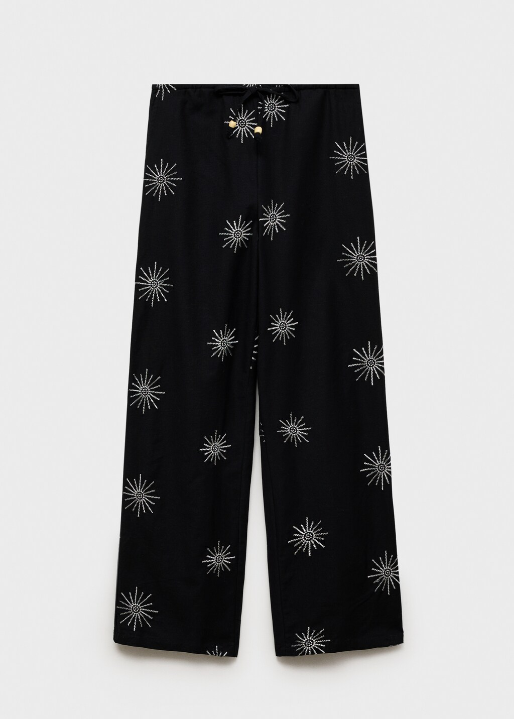 Long trousers with embroidered details - Black