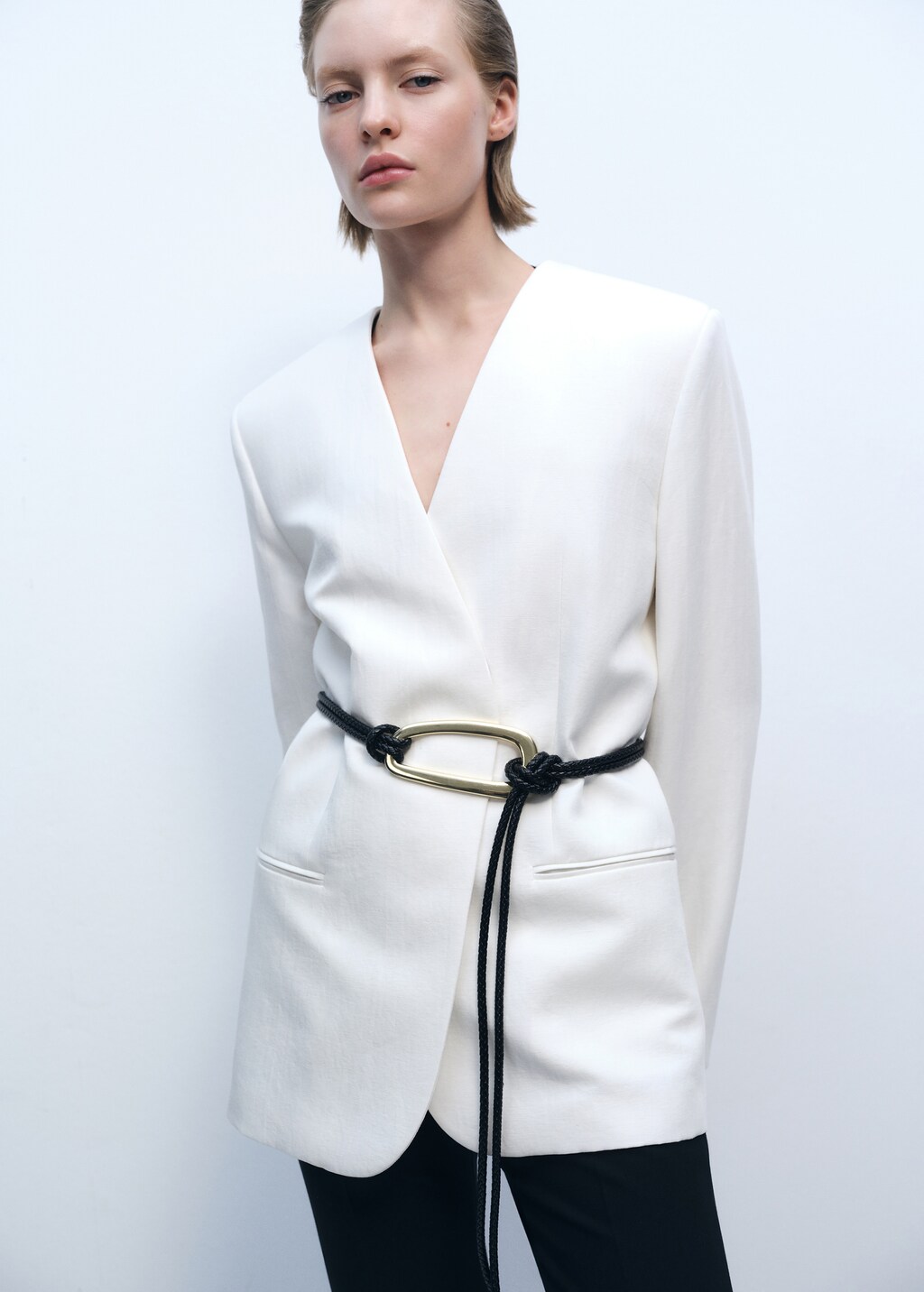 Lyocell and linen-blend jacket - Ecru