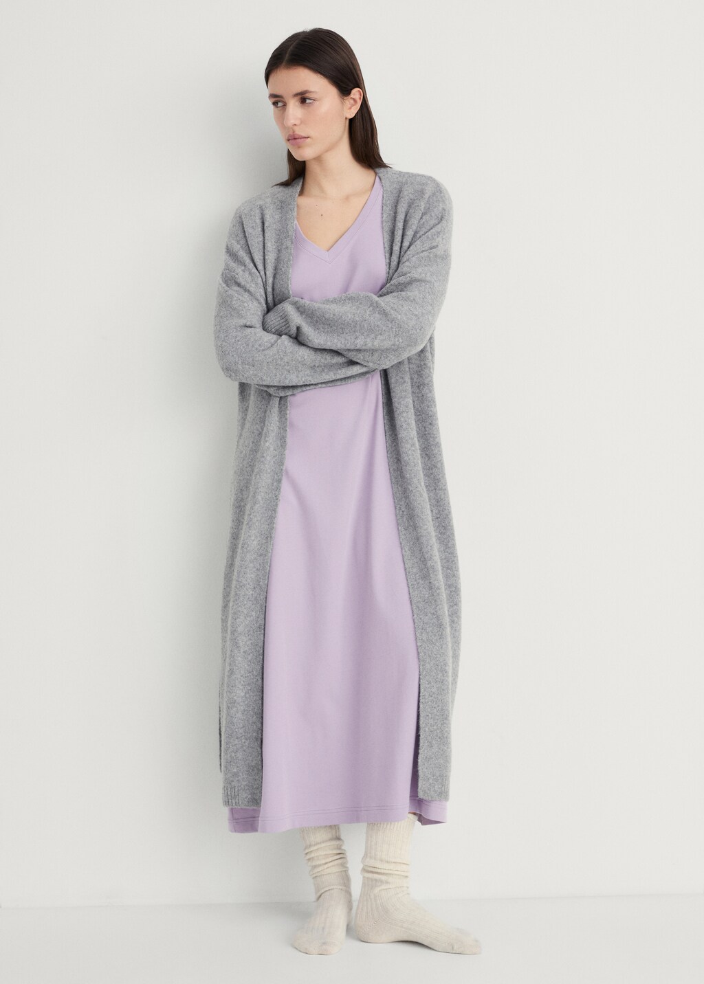 Plain cotton nightgown - Brown