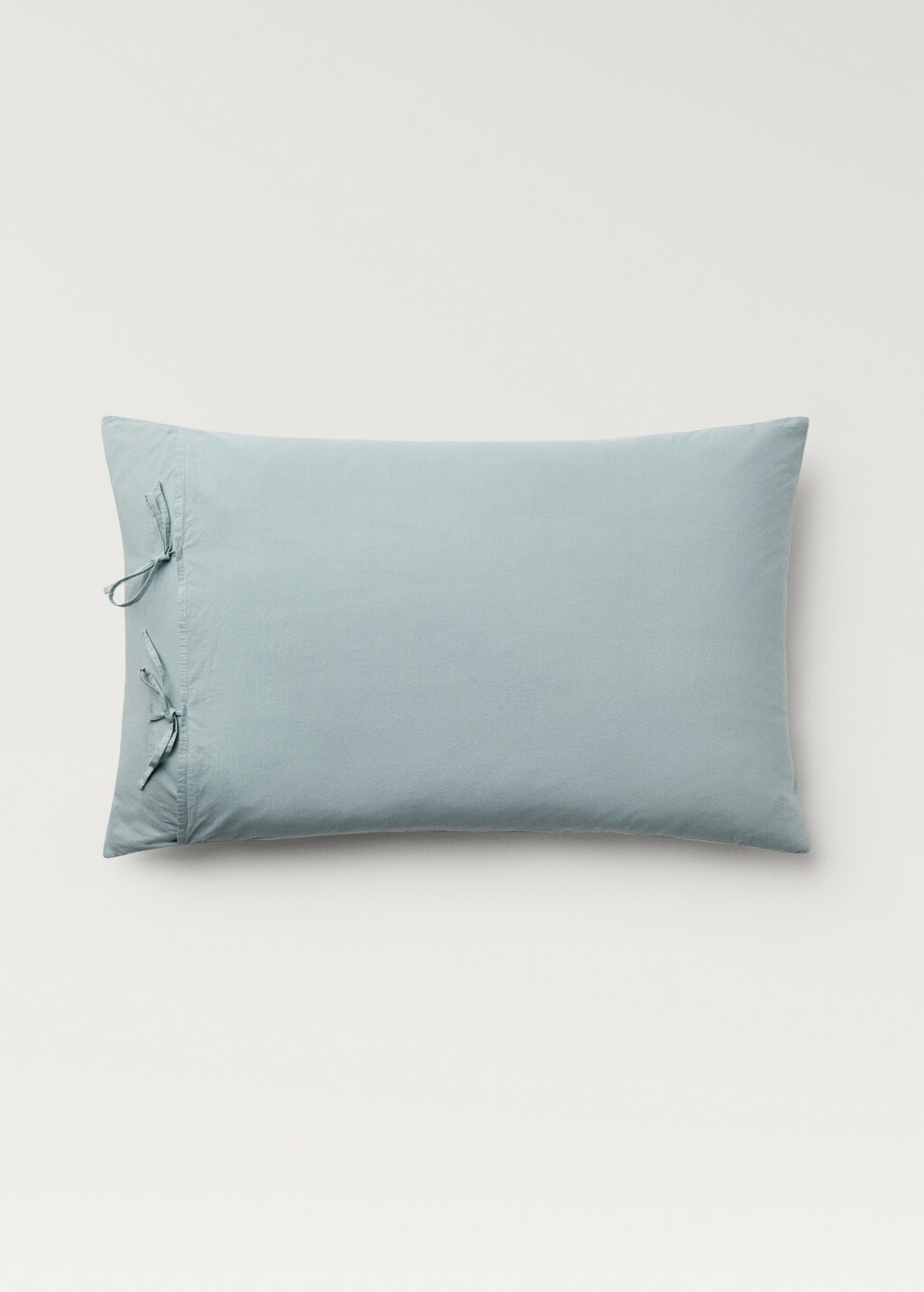 Washed cotton pillowcase with ties, 50x75 cm - Light Pink