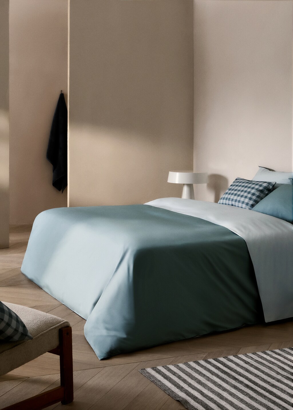 Reversible cotton percale duvet cover for 135 cm bed - Caramel