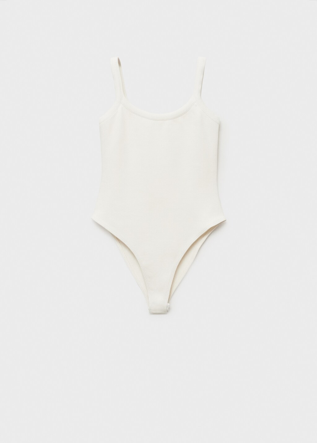 Ribbed cotton bodysuit - Beige
