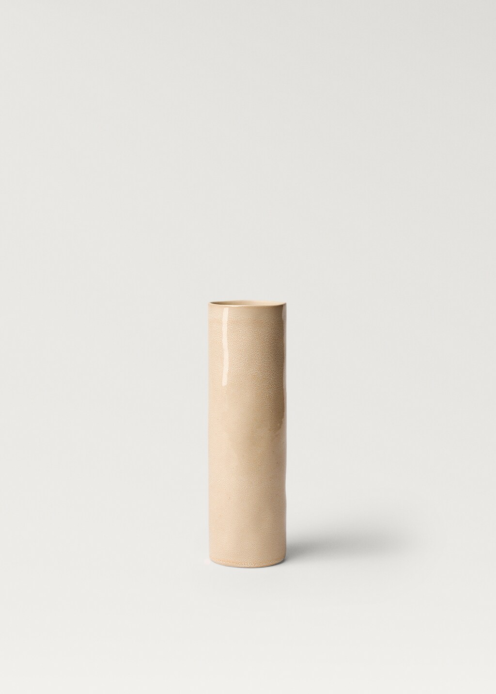 Stoneware cylindrical vase 30cm - Beige