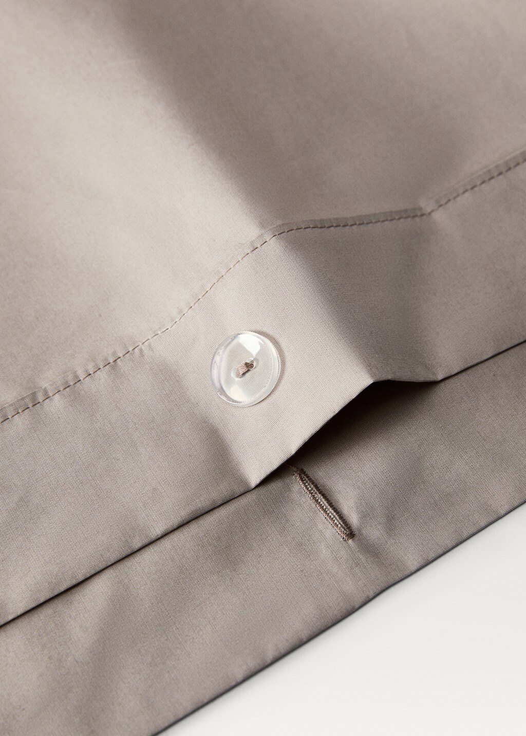 500-thread count cotton percale duvet cover with rounded piping detail for 180/200 cm bed - Medium Brown