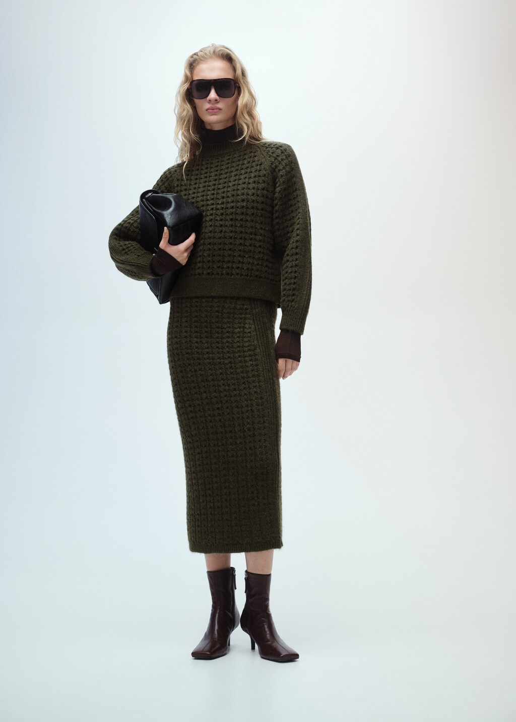 Openwork knit sweater - Khaki