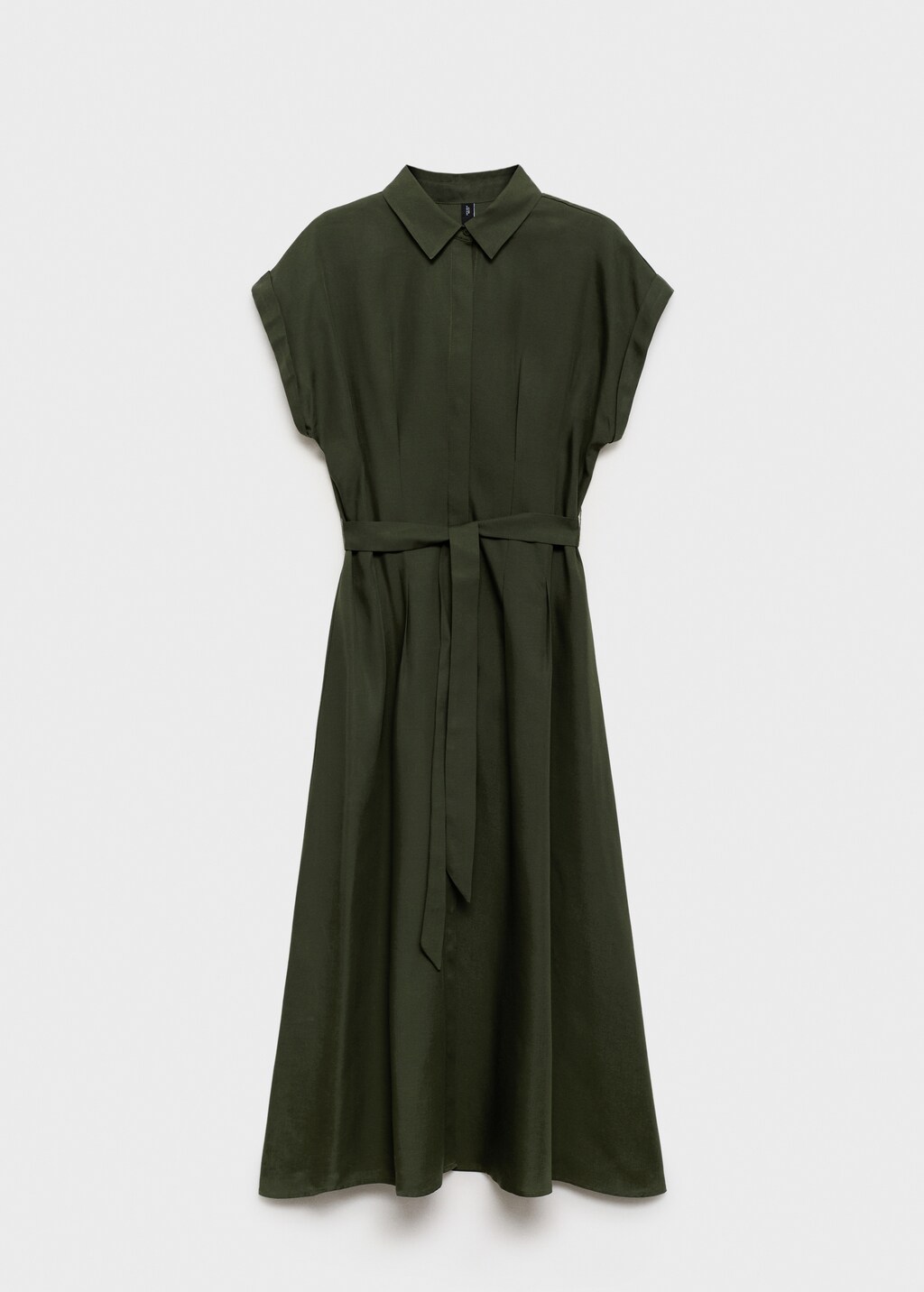 Linen and lyocell-blend shirt dress with belt - Khaki