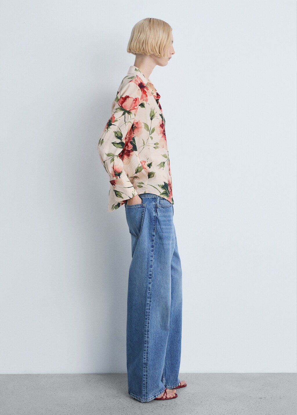 Regular floral-print shirt - Sky Blue