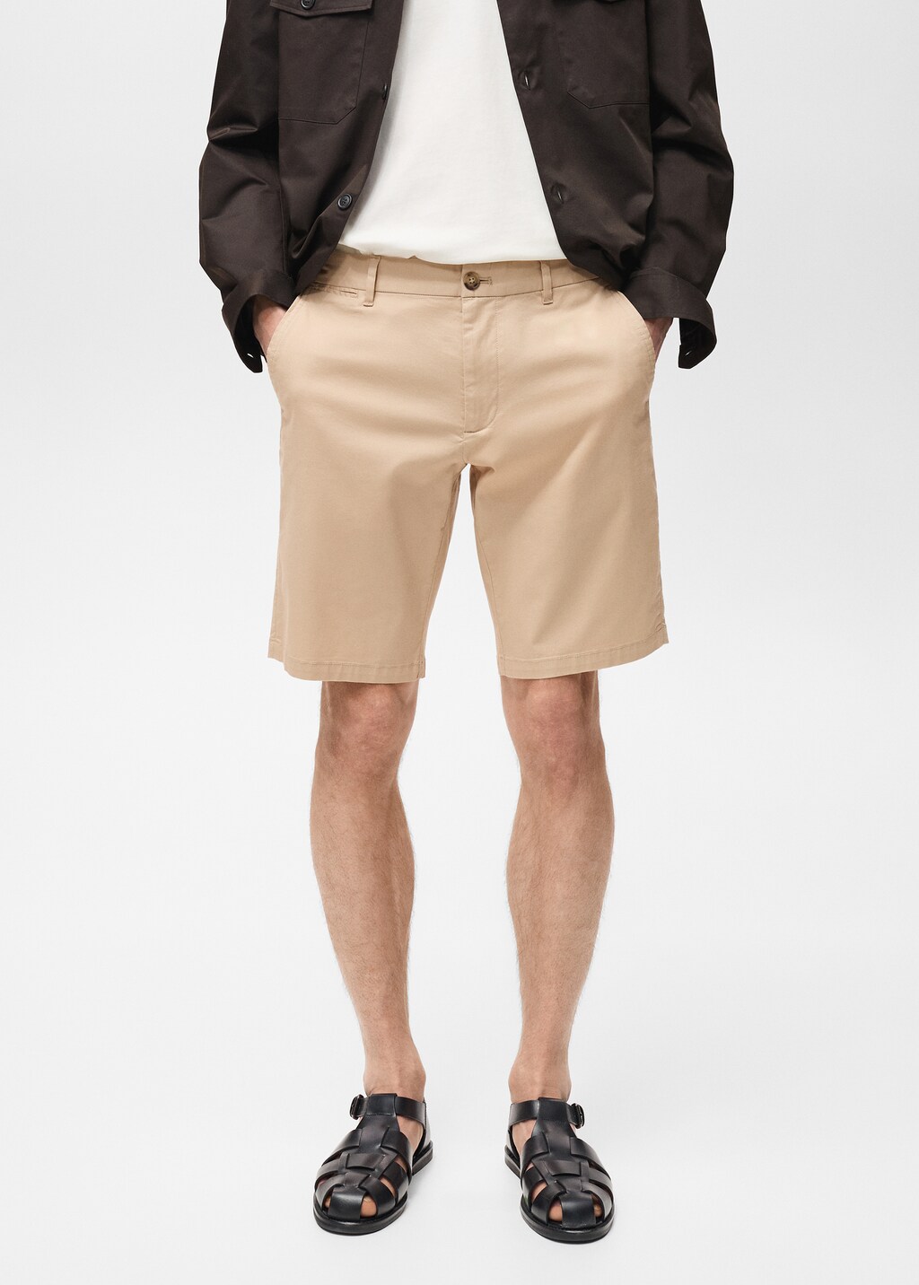 Slim-fit chino cotton bermuda shorts - Dark Navy