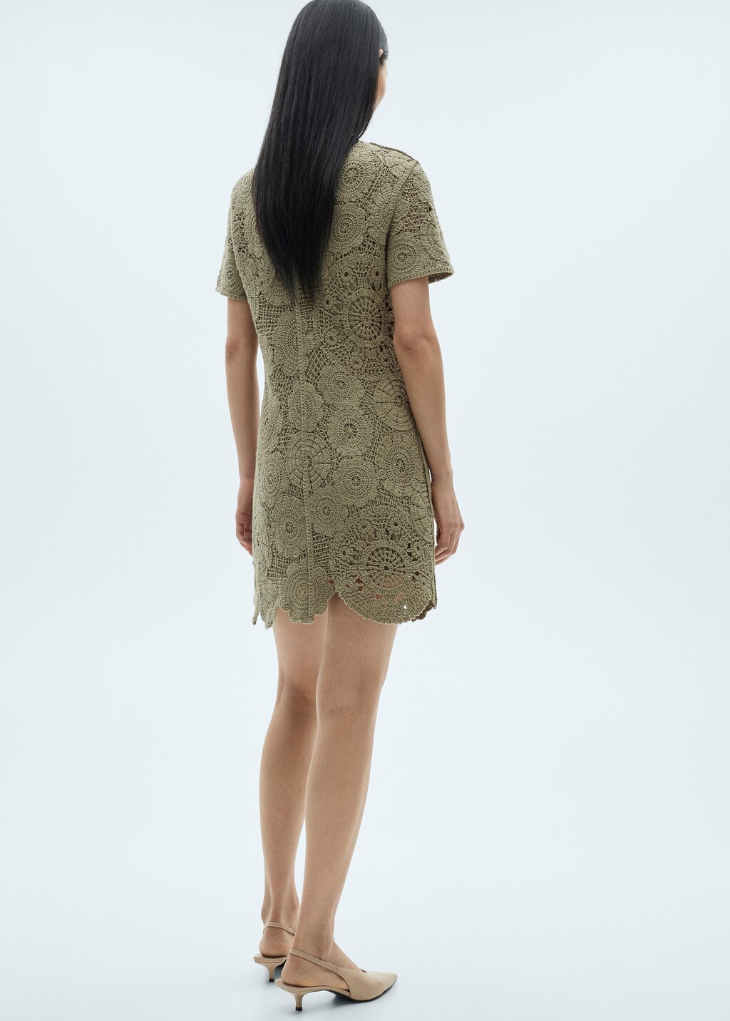 Crochet knitted dress - Khaki