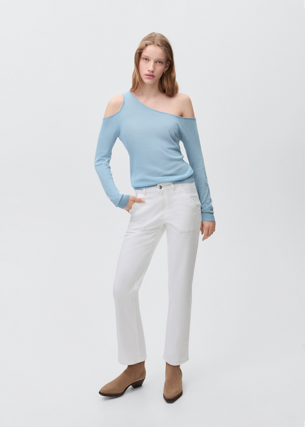 Asymmetric knit sweater - Off White